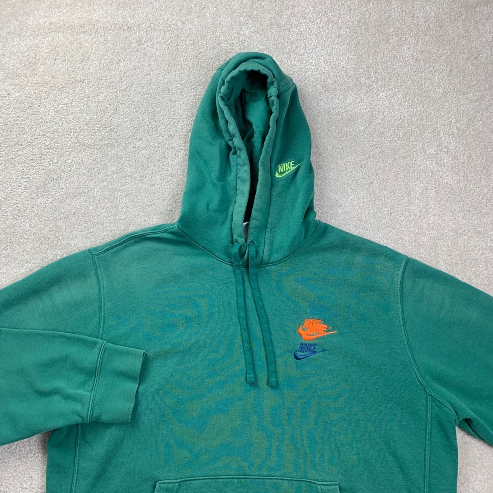 Nike Sportswear Hoodie Mens Medium Green Multi Logo Embroidered DV8176-350